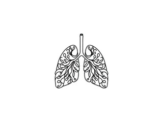 Hand drawing of human organ lungs outline vector illustration