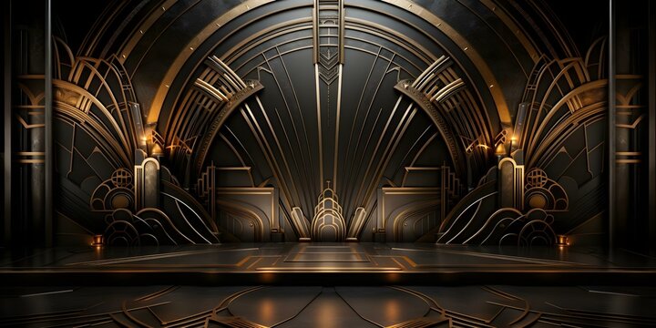 1920s Great Gatsbyinspired abstract art deco background in black gold and silver. Concept Art Deco, 1920s, Great Gatsby, Abstract, Black Gold Silver
