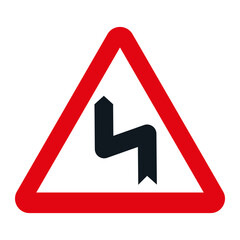 DANGER TRAFFIC SIGNS OF SPAIN, P-14b - Dangerous curves to the left - SVG