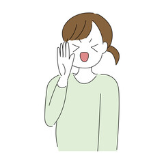 お得情報を呼びかける女性