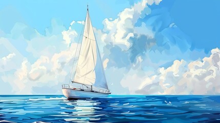 Obraz premium peaceful sailing adventure on blue baltic sea nautical journey illustration