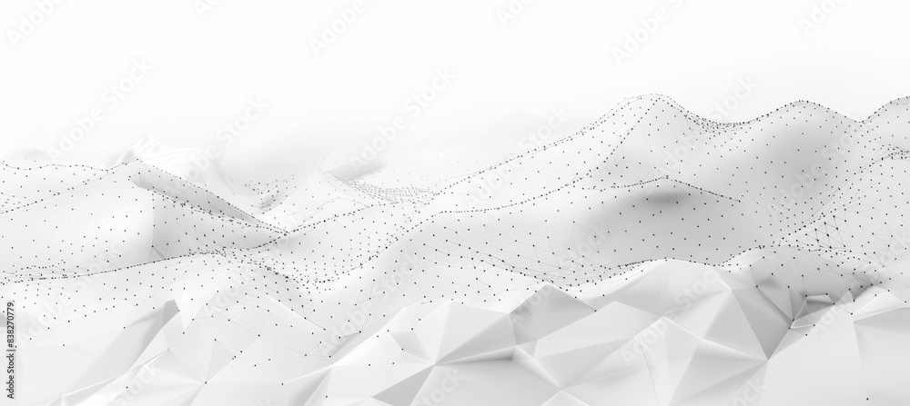 Poster an abstract background containing dots interspersed with geometric shapes. 3d rendering of big data.