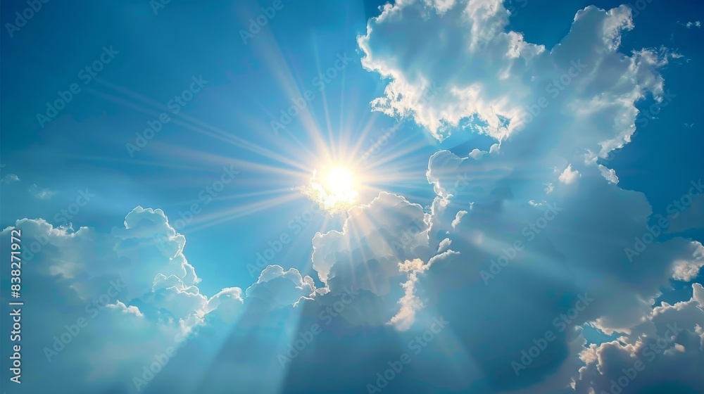 Canvas Prints clouds in the sky with the sun and sunlight sending out beams of light