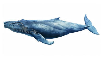 Naklejka premium majestic blue whale the largest animal isolated on white background. animal wild life for designer ads