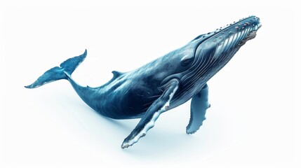 majestic blue whale the largest animal isolated on white background. animal wild life for designer ads