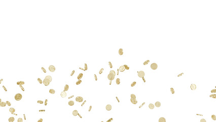 Jackpot or win concept. Coins explosion on isolated background.