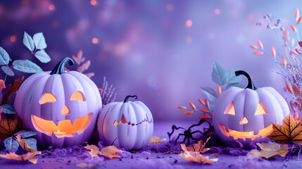Obraz premium Autumn background with pumpkins, Halloween background, Halloween background with pumpkins.