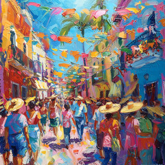 Festival Street Impressionistic Paint Street Joyful