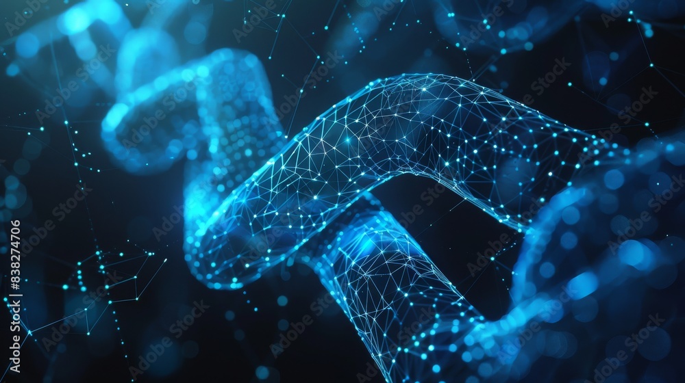Poster this is a picture of a blockchain crypto technology symbolizing a chain of blocks in a digital ledge