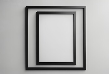 "Close-up 3D render of vertical black frame mockup on wall for realistic visualization."