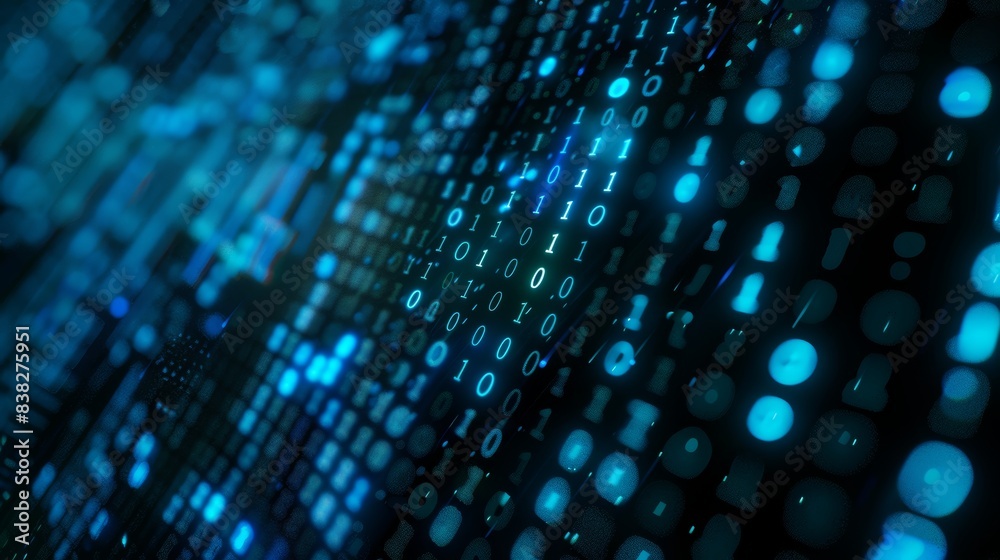Poster technology abstract background, digital cyberspace with numbers, big data networking, 3d rendering