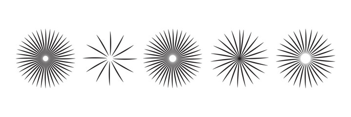 Sunburst element. Radial stripes background. Sunburst icon collection. Retro sunburst design. Vector illustration. Abstract line circle vector background.