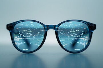 Lunettes avec graphiques financiers et données numériques