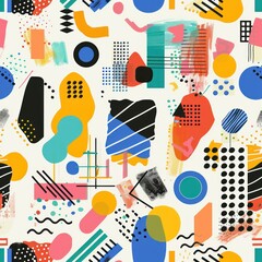 Background with colorful geometric shapes and patterns, irregular digital scribbled shapes, designed to evoke energetic abstract art images. creates a retro aesthetic atmosphere.