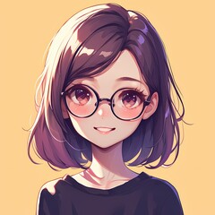 chibi girl character 
cute glasses