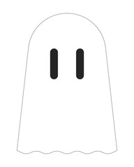 Cute spooky ghost black and white 2D line cartoon character. Halloween party guest in spirit costume isolated vector outline personage. Creature of other side monochromatic flat spot illustration
