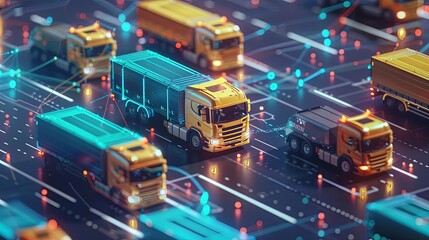 smart fleet management system visualized with aipowered predictive analytics and realtime optimization digital illustration