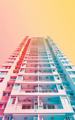Fototapeta premium A tall building with a rainbow colored facade