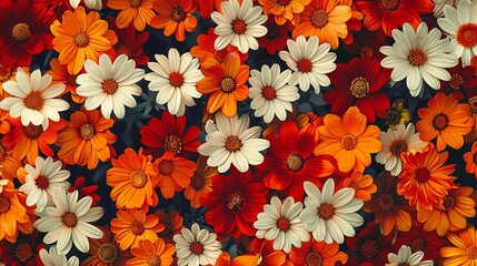 An orange and red Seventies-inspired Daisy Pattern