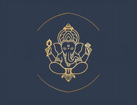 simple line art logo of lord ganesha