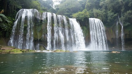 Inside the Pulhapanzak waterfall on Lake Yojoa AI generated