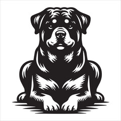 Rottweiler Dog, vector illustration, silhouette