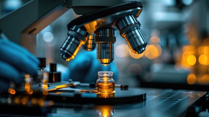  microscope closeup, Analyzing samples concept, Medical Research, Education