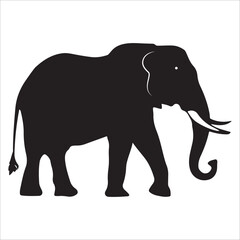 Elephant, Vector illustration, silhouette