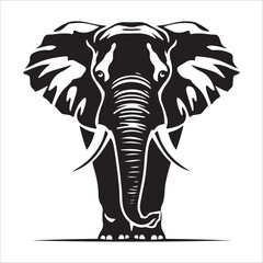 Elephant, Vector illustration, silhouette