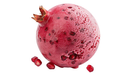 Pomegranate ice cream sherbet on a transparent background, showcasing a refreshing frozen dessert with vibrant colors and fruity flavor, perfect for summer delight. This gourmet treat is a delicious.