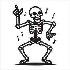 funny skeleton dancing, Vector, illustration, silhouette