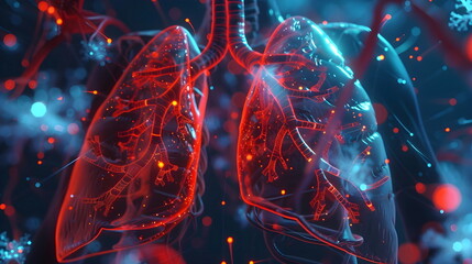 Human Respiratory System Anatomy Digital Illustration Health Education
