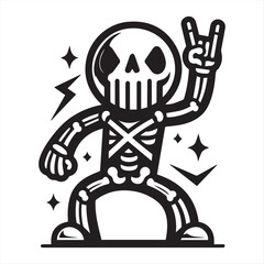 Funny, skeleton x man, vector, silhouette