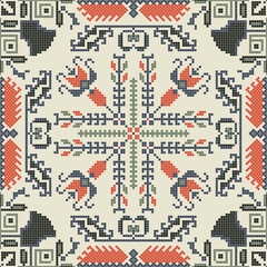 Fototapeta premium Traditional Bulgarian embroidery vector pattern