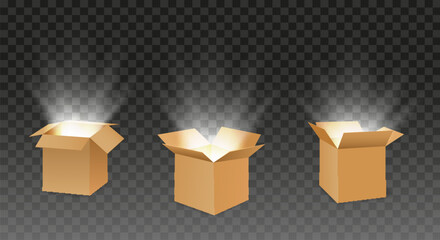 Open cardboard boxes with rays © vectortatu
