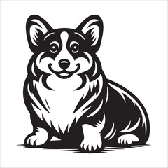 Pembroke Welsh Corgi dog, vector illustration, silhouette