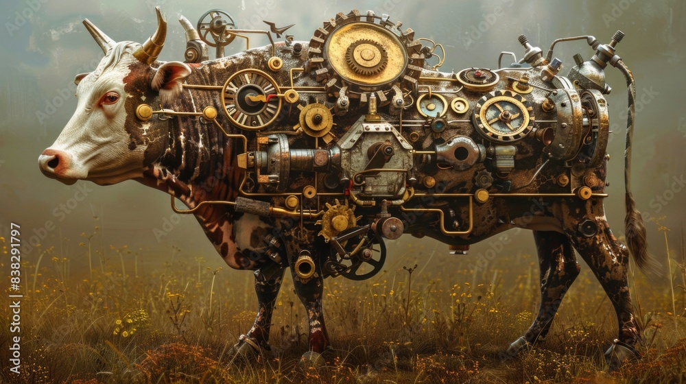 Wall mural steampunk cow