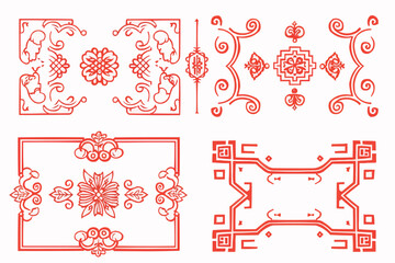 Seamless pattern with Chinese and asian elements.