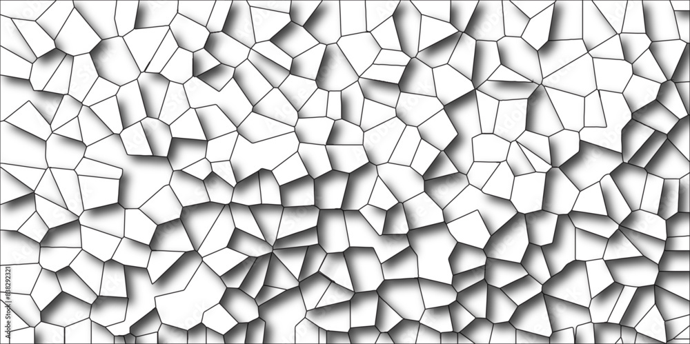 Aufkleber abstract black & white broken stained 3d shapes geometric retro tiles pattern. quartz glass natural 
