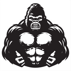 Gorilla, vector illustration, silhouette