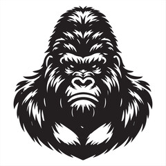 Gorilla, vector illustration, silhouette
