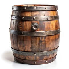 Obraz premium Old wooden rum keg isolated on white background