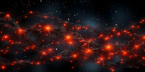 Fototapeta premium Futuristic black background with neural network technology for artificial intelligence concept. Concept Artificial Intelligence, Futuristic Technology, Neural Networks, Black Background