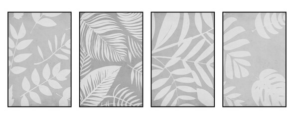 Set of 4 Printable botanical illustration. Rustic style home decor, wall decoration, picture in the frame. Grunge, vintage illustration.