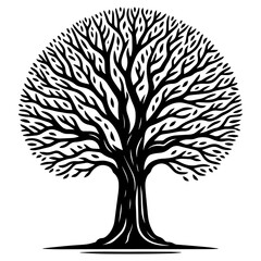 Obraz premium Beautiful round shaped tree silhouette. vector illustration