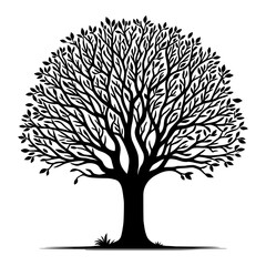 Beautiful round shaped tree silhouette. vector illustration