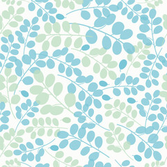 Light blue leaf seamless pattern. Vector illustration