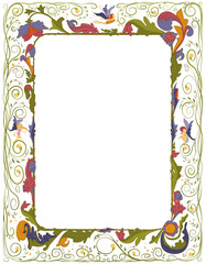 Floral frame with fairies for a book