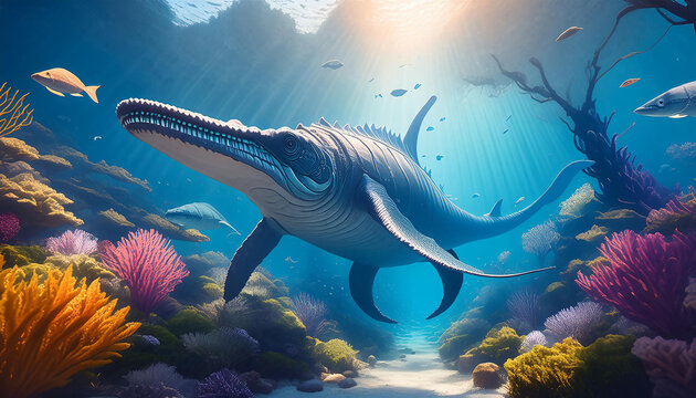 Carnivorous Shonisaurus Ichthyosaur - Shonisaurus was a carnivorous marine Ichthyosaur that lived in the seas of Nevada, United States during the Triassic Period.