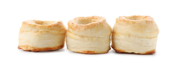 Delicious fresh puff pastry isolated on white